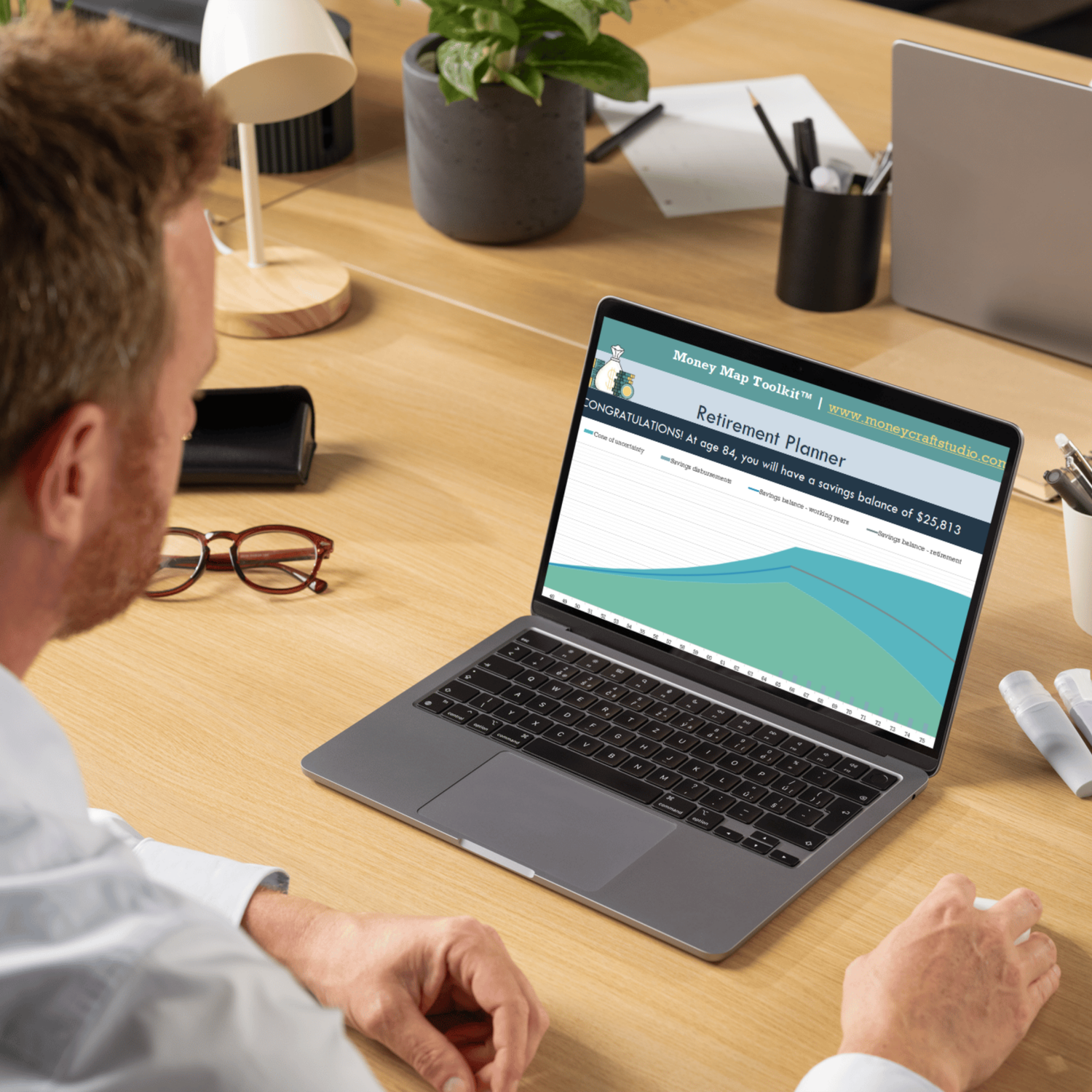 Mockup Image Person Calculating His Retirement